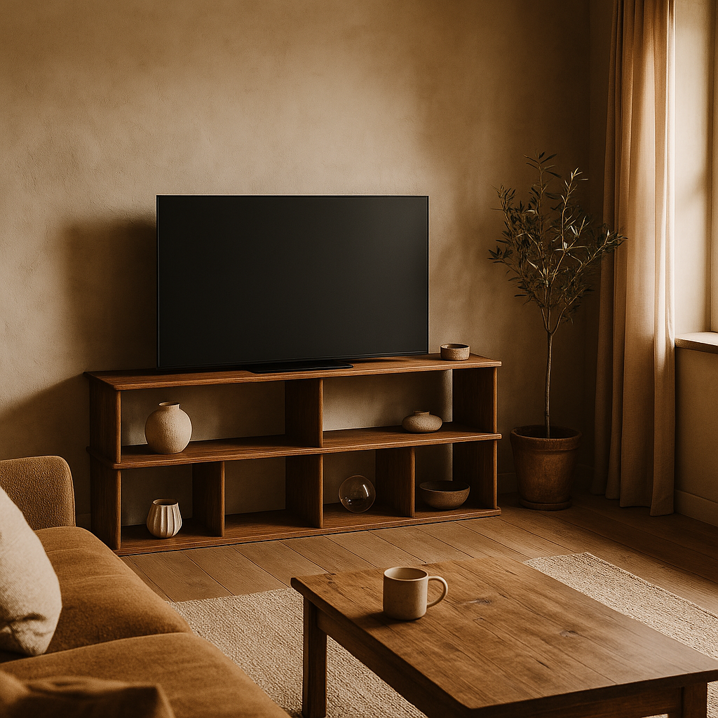 65 Inch Bookshelf TV Stand in Walnut