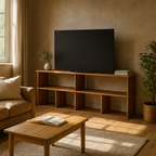 65 Inch Bookshelf TV Stand in Red Oak