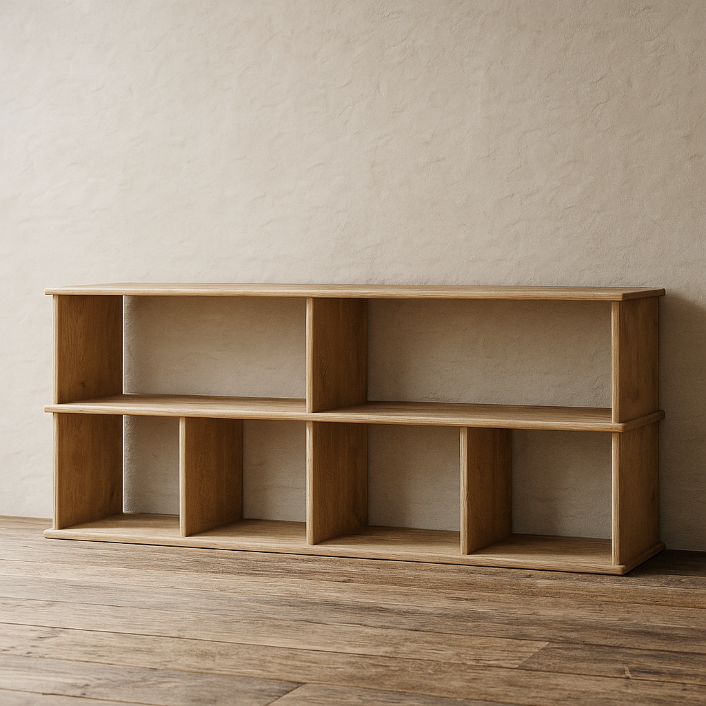 65 Inch Bookshelf TV Stand in White Oak