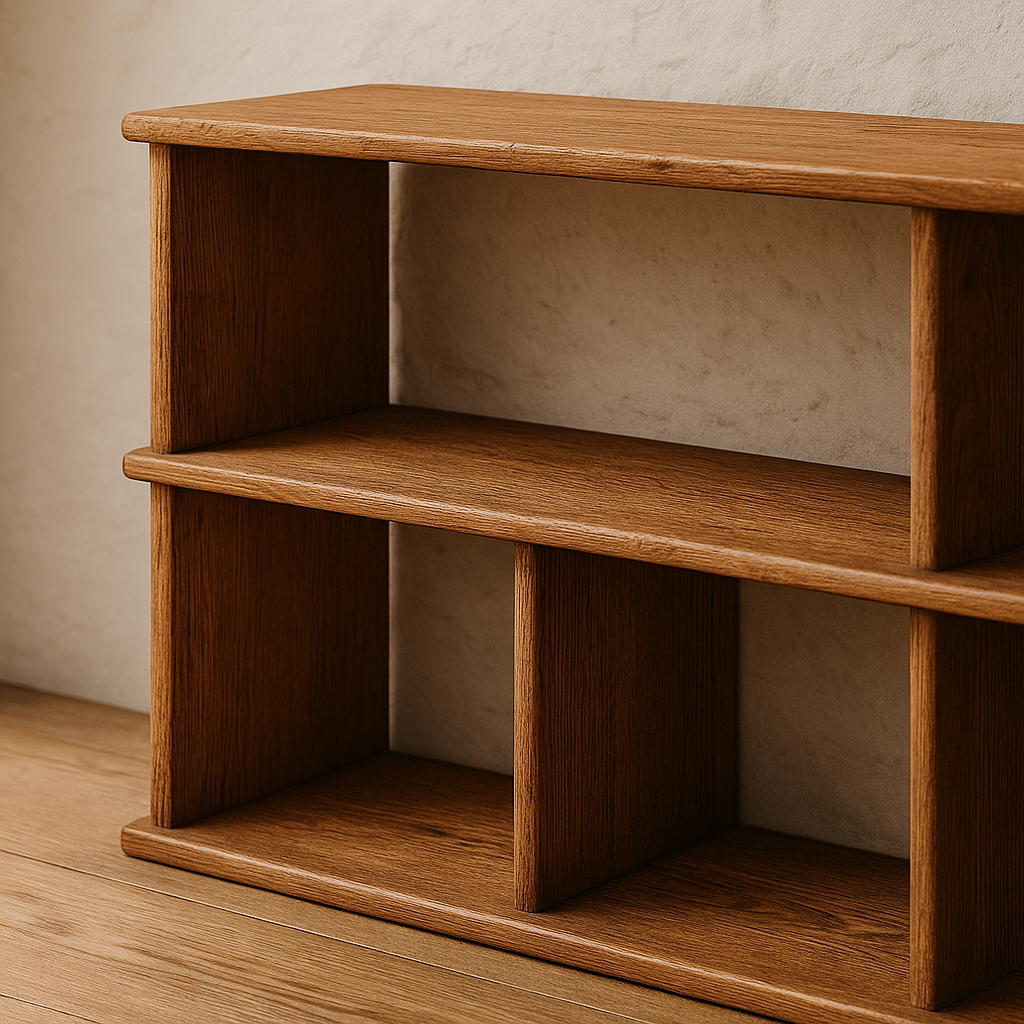 65 Inch Bookshelf TV Stand in Red Oak