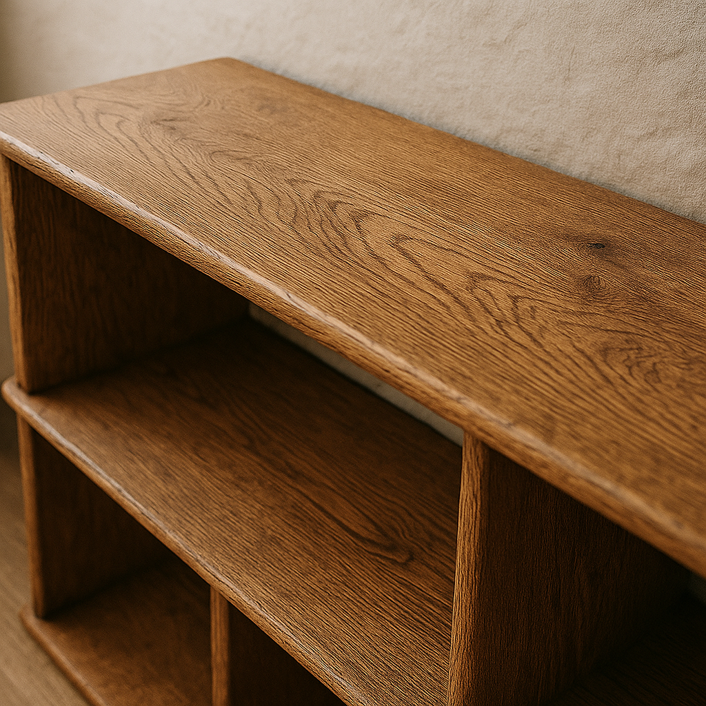 65 Inch Bookshelf TV Stand in Red Oak