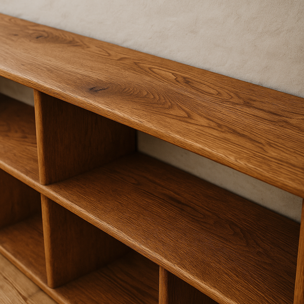 65 Inch Bookshelf TV Stand in Red Oak