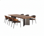 Juego de comedor Aero Curve de nogal y cuero