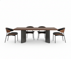 Juego de comedor Aero Curve de nogal y cuero