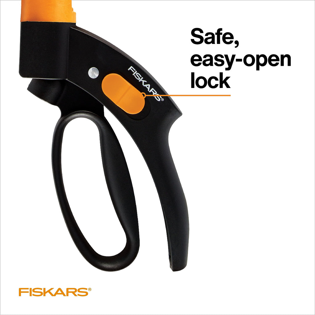 Fiskars Shear Ease Grass Shears - 5" Stainless Steel Blades - 360-Degree Swivel Blade Plant Cutting Scissors - Garden Shears and Grass Cutter