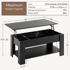 Yaheetech Coffee Table with Storage, Lift Top, 98cm L, Black
