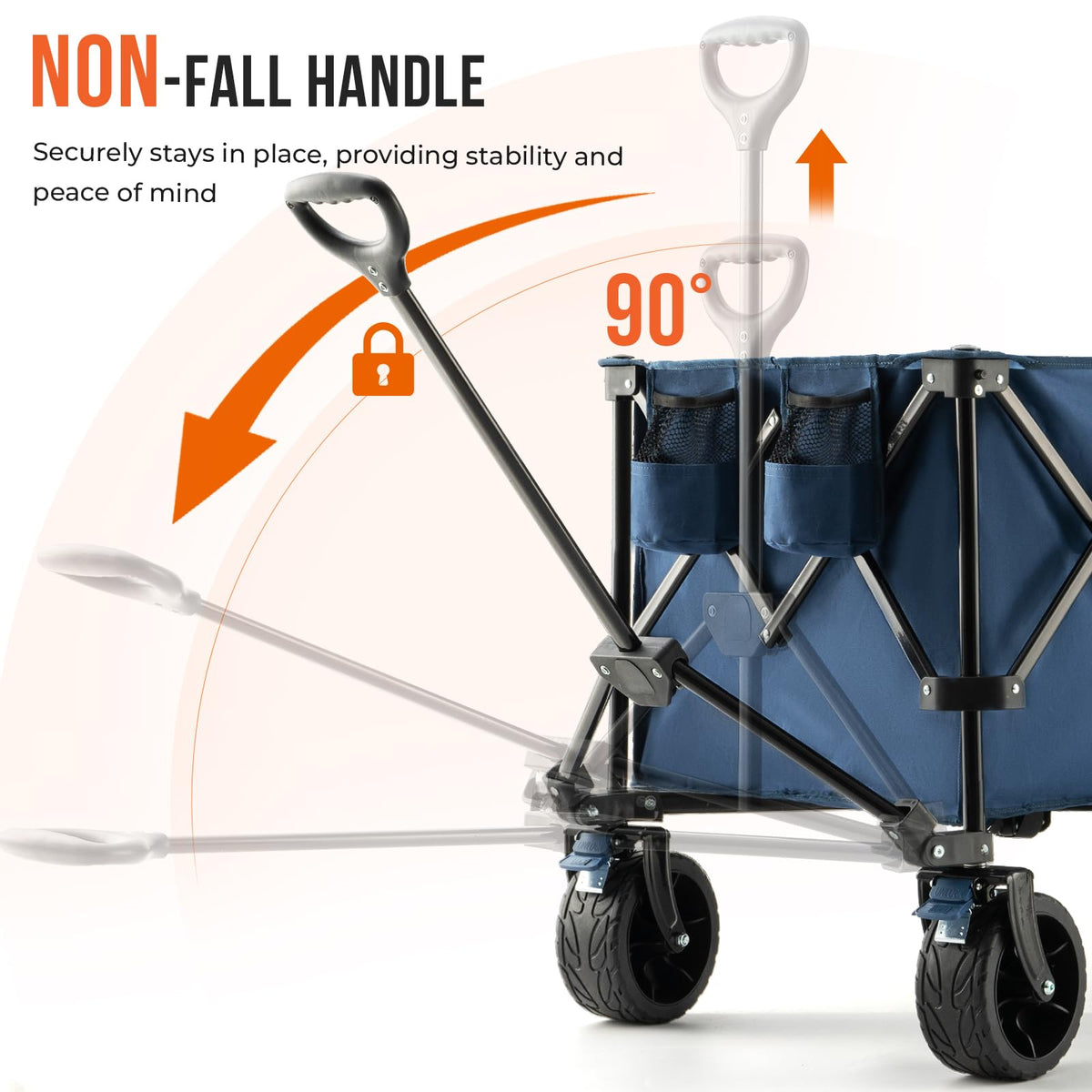 Overmont 300L Foldable Collapsible Wagon - Heavy Duty Utility Beach Wagon Cart with Rotatable Wide Wheels Inside Pockets for Camping Garden Shopping Sports - 440lbs Load