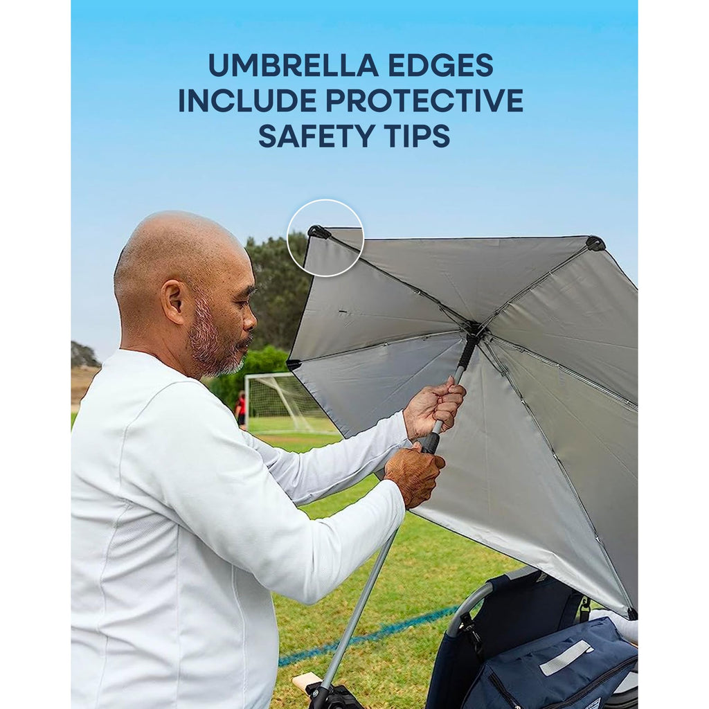 Sport-Brella Versa-Brella SPF 50+ Adjustable Umbrella with Universal Clamp, Regular, Gray