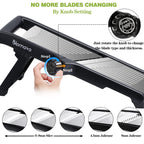 Blamovo Mandoline Slicer for Kitchen, Vegetable Mandolin Slicer with Adjustable Thickness by One-Knob Control, Veggie Fruit Potato Slicer Julienne, with Safety Gloves