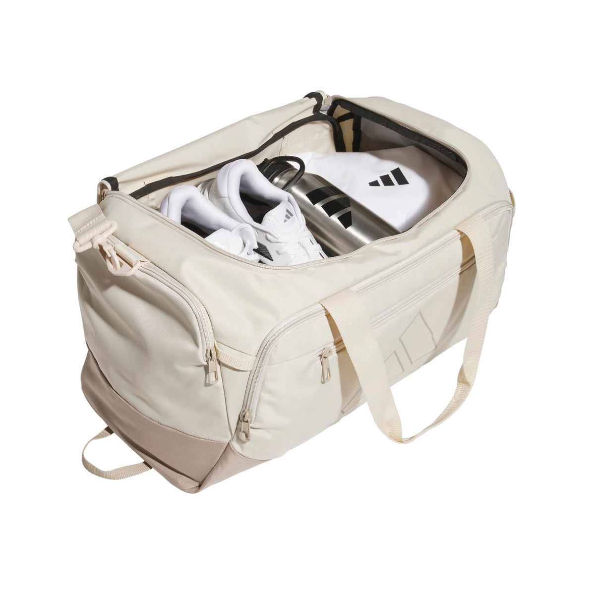 Adidas Unisex-Adult Defender 5 Small Duffel Bag, Crystal Linen/Trace Khaki, One Size Fits All