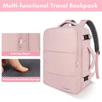 Taygeer Travel Backpack for Women, Carry On Backpack with Shoe Pouch, TSA 15.6inch Laptop Backpack Flight Approved, College Nurse Bag Casual Daypack for Weekender Business Hiking, Pink
