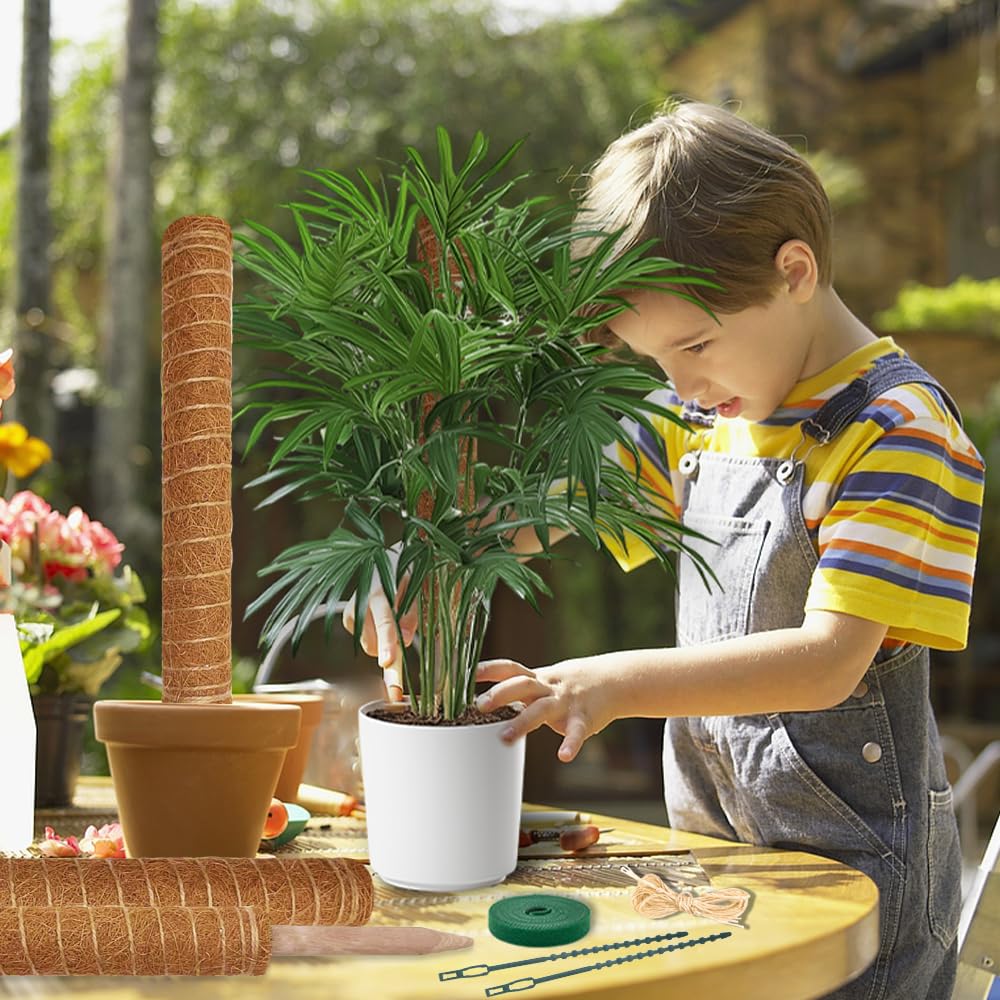 Moss Pole Plant Support Monstera - 5 Pack Coco Coir Moss Stick Plants Climber Support Indoor Monstera Stake for Climbing Plants Live House Potted, Vine, Pothos, Philodendron to Grow Upwards