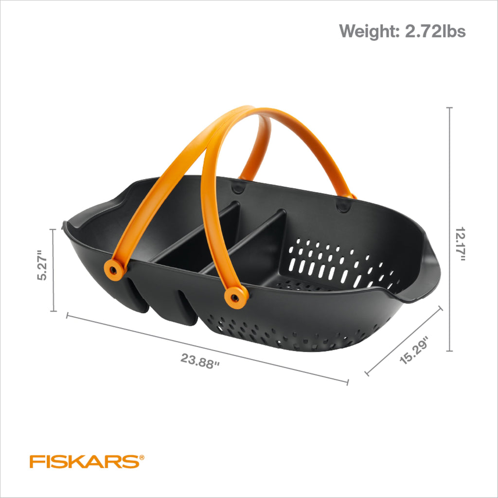 Fiskars Harvest Basket, Container for Gardening and Harvesting, Garden Tool with Ergonomic Handles and Collander