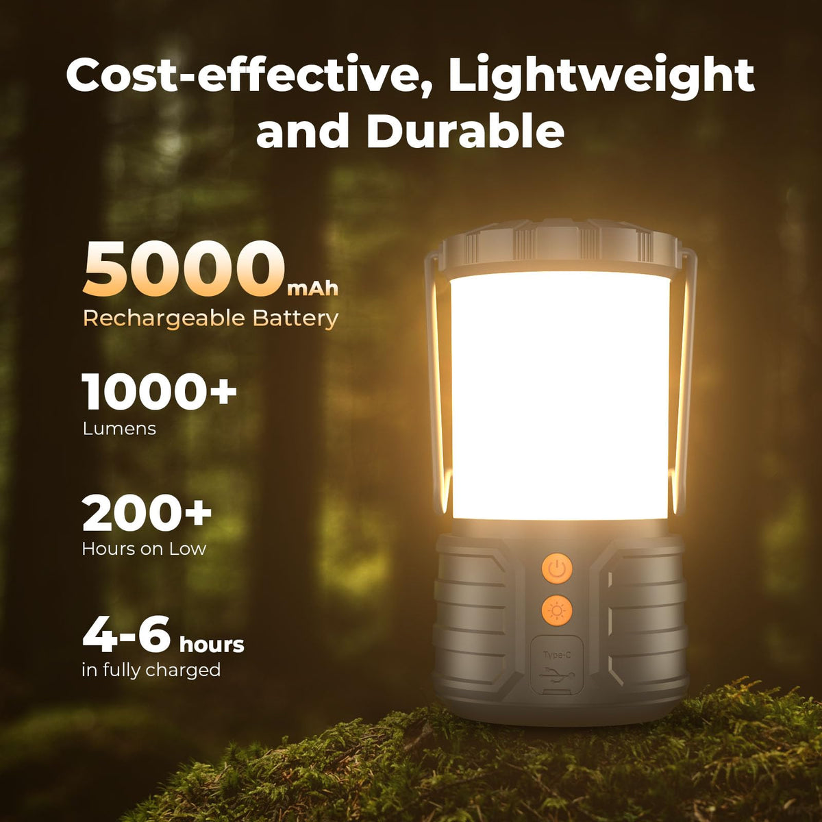 Camping Lantern,5000mAh Rechargeable Battery Emergency Lights for Power Outages,3 Colors,IPX4 Waterproof Portable Led Camping Tent Light for Home Indoor or Outdoor,1 Pack