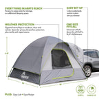 Napier Backroadz SUV Tent | 10' x 10' Vehicle Camping Tent | Fits All CUVs, SUVs, and Minivans | Sleeps 5 | Spacious, Durable, Easy Set-up | Gray/Green | Model 19100