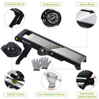 Blamovo Mandoline Slicer for Kitchen, Vegetable Mandolin Slicer with Adjustable Thickness by One-Knob Control, Veggie Fruit Potato Slicer Julienne, with Safety Gloves