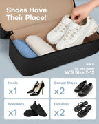 HOTOR Travel Duffel Bag - Large Weekender Bags for Women, Carry On Bag with Shoe Compartment, Overnight Bag with Toiletry Bag for Travel Essentials and Travel Accessories, Black, 34.0 x 45.0 x 20.0 cm