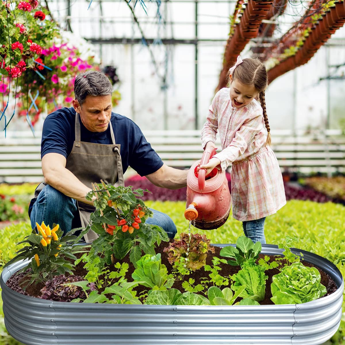 COATTOA Galvanized Raised Garden Bed, Raised Garden Boxes, 2 Pcs 6×3×1ft Outdoor Galvanized Planter Box, Garden Stock Tank Outdoor with Metal Plant Stakes, Garden Beds for Vegetables Planting