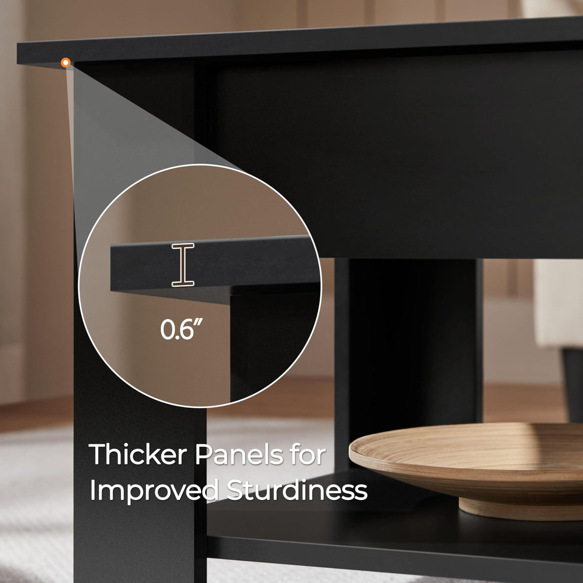 Yaheetech Coffee Table with Storage, Lift Top, 98cm L, Black