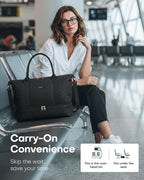 HOTOR Travel Duffel Bag - Large Weekender Bags for Women, Carry On Bag with Shoe Compartment, Overnight Bag with Toiletry Bag for Travel Essentials and Travel Accessories, Black, 34.0 x 45.0 x 20.0 cm