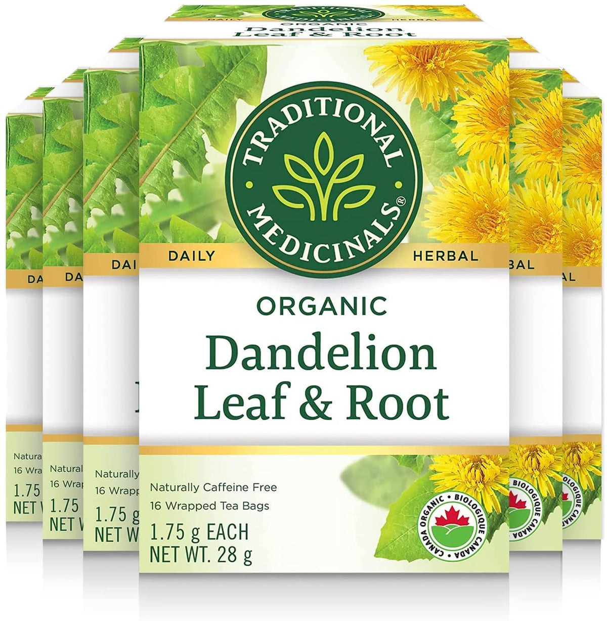 Traditional Medicinals - Organic Dandelion Leaf and Root Herbal Tea (Pack of 6) - 96 Tea Bags Total