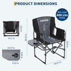 GarveeLife Oversized Camping Chair w/Side Table & Pocket,Outdoors, Black
