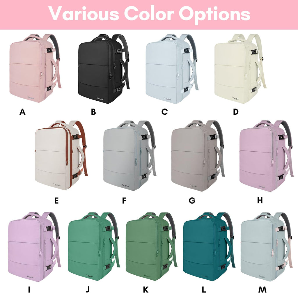 Taygeer Travel Backpack for Women, Carry On Backpack with Shoe Pouch, TSA 15.6inch Laptop Backpack Flight Approved, College Nurse Bag Casual Daypack for Weekender Business Hiking, Pink