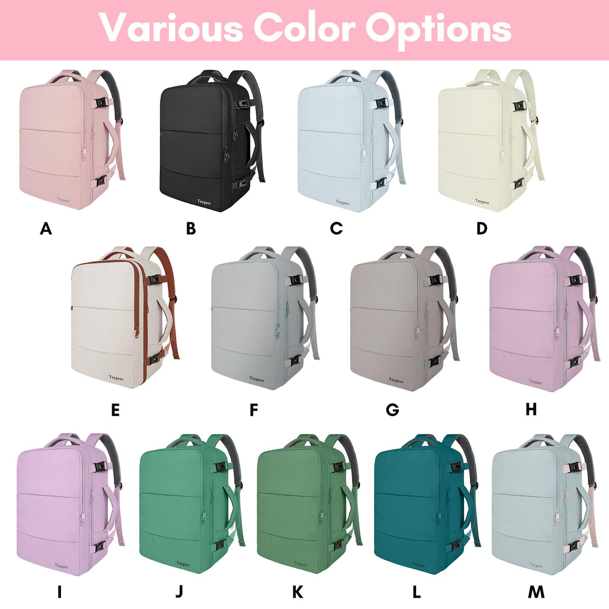 Taygeer Travel Backpack for Women, Carry On Backpack with Shoe Pouch, TSA 15.6inch Laptop Backpack Flight Approved, College Nurse Bag Casual Daypack for Weekender Business Hiking, Pink