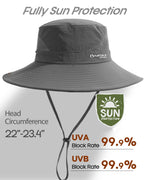 FURTALK Mens Bucket Sun Hat UPF 80+ Wide Brim Hiking Fishing Beach Outdoor Hats Dark Grey