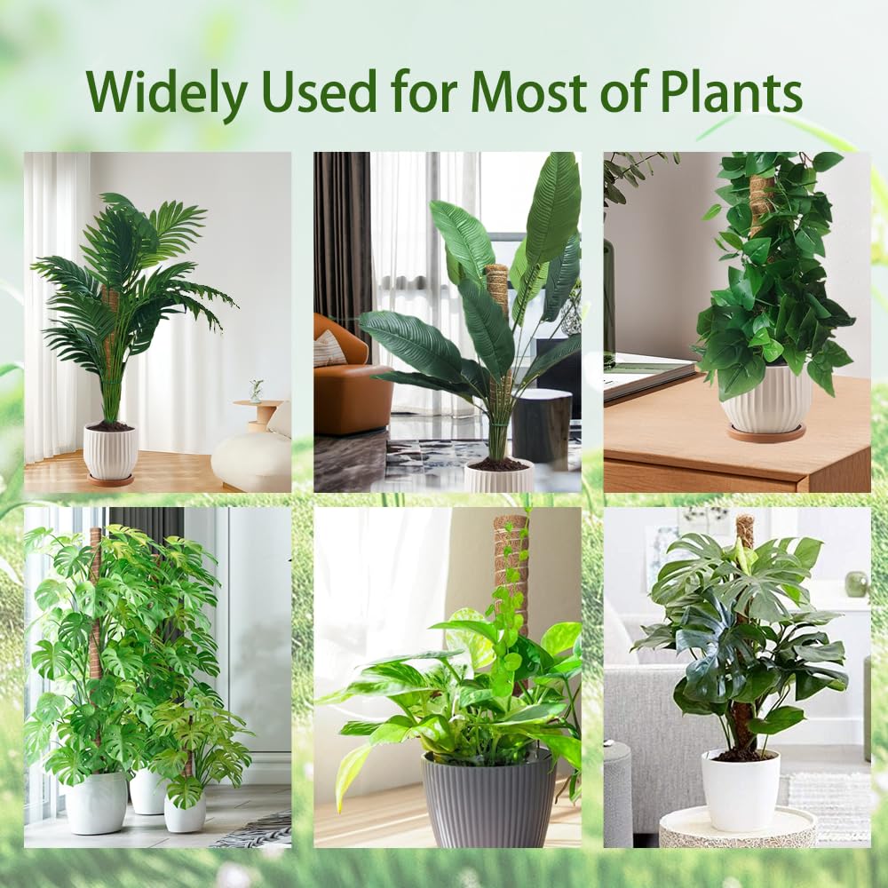 Moss Pole Plant Support Monstera - 5 Pack Coco Coir Moss Stick Plants Climber Support Indoor Monstera Stake for Climbing Plants Live House Potted, Vine, Pothos, Philodendron to Grow Upwards
