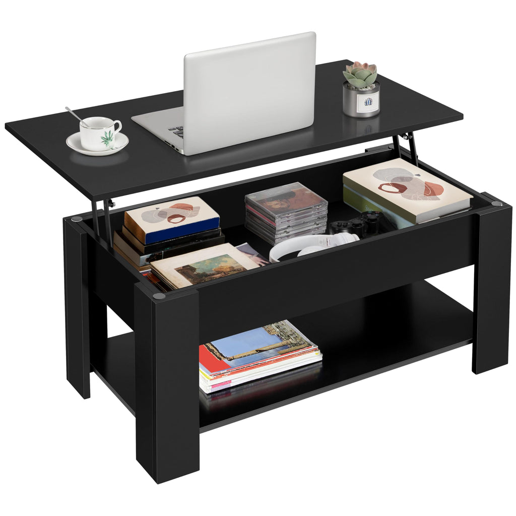 Yaheetech Coffee Table with Storage, Lift Top, 98cm L, Black