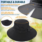 EINSKEY Sun Hat for Men/Women, Waterproof Wide Brim Bucket Hat UV Protection Boonie Hat for Fishing Hiking Garden Beach Black