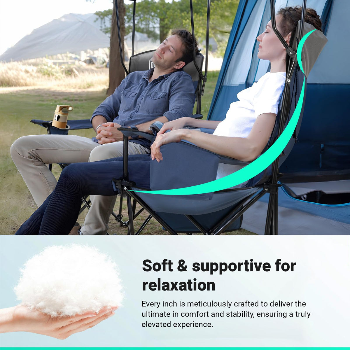 Overmont Beach Chair with Canopy Shade and Cooler - Support 330lbs Oversized Folding Camping Chair with Umbrella- Cup Holder - Cool Bag - Lounge Chair for Sand Travel Outdoor Pool Sports Blue 2pcs
