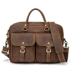 Retro Crazy Horse Leather Weekender Travel Duffel Bag with Laptop Compartment