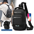 Nylon Crossbody Shoulder Bag with USB Charging Port
