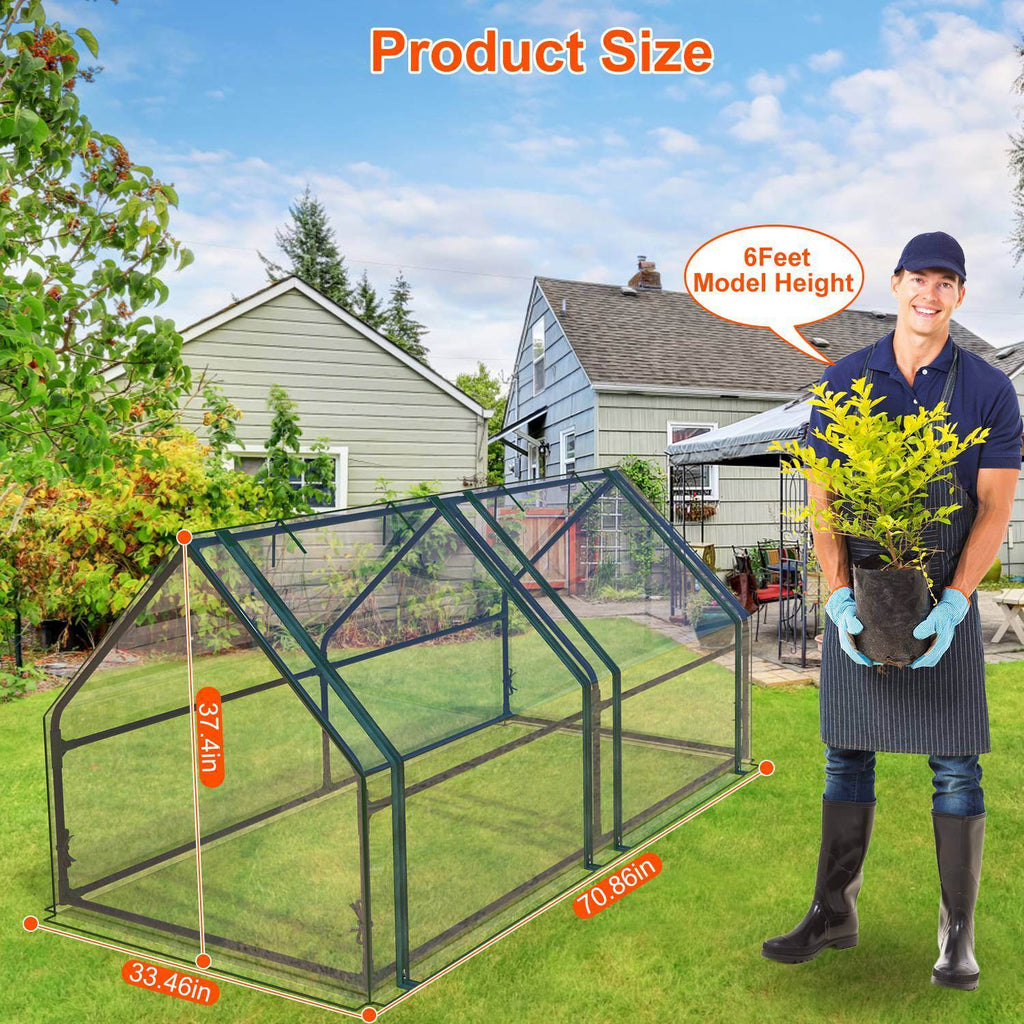 1Pc Portable Mini Greenhouse 70.86x33.46x37.4in With Roll-Up Zipper Doors Waterproof UV-Resistant PVC Cover Hot House For Indoor Outdoor Garden Patio Yard