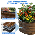 SnugNiture Galvanized Raised Garden Bed Outdoor, 2 Pcs 4x2x1ft Oval Metal Planter Box for Planting Plants Vegetables, Brown