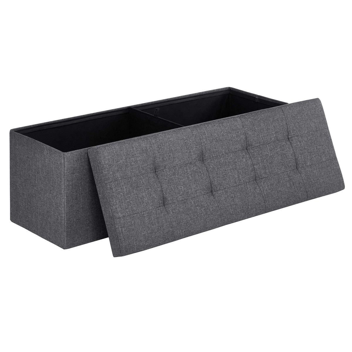 SONGMICS 110 cm Folding Storage Ottoman Bench, Padded Seat