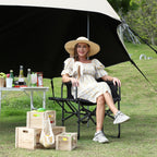GarveeLife Oversized Camping Chair w/Side Table & Pocket,Outdoors, Black
