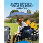 Sport-Brella Versa-Brella SPF 50+ Adjustable Umbrella with Universal Clamp, Regular, Gray