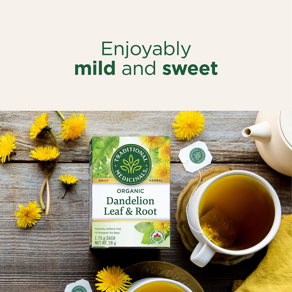 Traditional Medicinals - Organic Dandelion Leaf and Root Herbal Tea (Pack of 6) - 96 Tea Bags Total