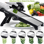 Blamovo Mandoline Slicer for Kitchen, Vegetable Mandolin Slicer with Adjustable Thickness by One-Knob Control, Veggie Fruit Potato Slicer Julienne, with Safety Gloves