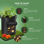 Cavisoo 5-Pack 10 Gallon Potato Grow Bags, Garden Planting Bag with Reinforced Handle, Thickened Nonwoven Fabric Pots for Tomato, Vegetable and Fruits