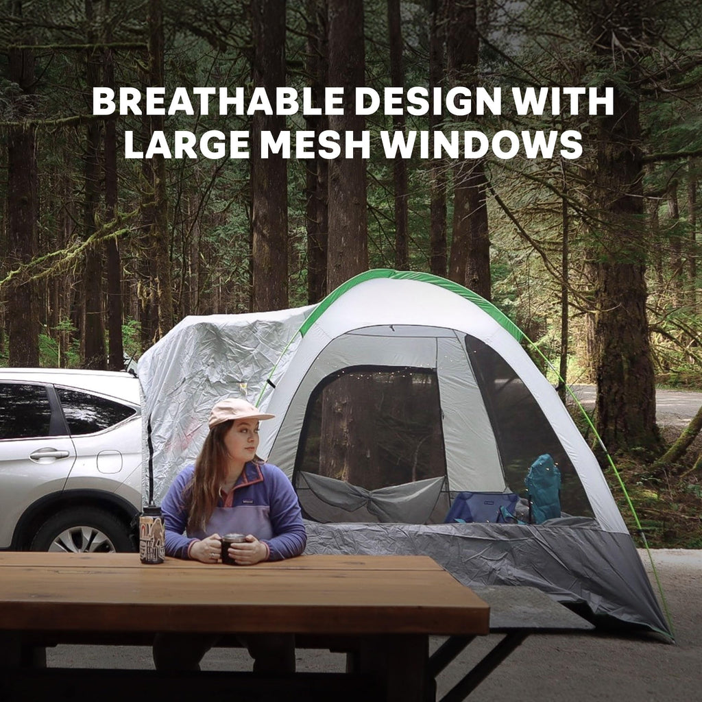 Napier Backroadz SUV Tent | 10' x 10' Vehicle Camping Tent | Fits All CUVs, SUVs, and Minivans | Sleeps 5 | Spacious, Durable, Easy Set-up | Gray/Green | Model 19100