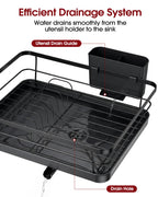 Sakugi Dish Drying Rack - Compact Dish Racks with Drain Board for Kitchen Counter, Durable Stainless Steel Dish Rack Used in Sink & on Countertop, Dark Black, Large 🍁 All In One Marketplace Canada