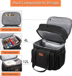 Expandable Large Lunch Bag, Double Deck Insulated Lunch Box Leakproof Durable Soft Cooler Bag for Men Women Adults Work Construction Beach Picnic Daytrip,16L,Black, GLENKEY