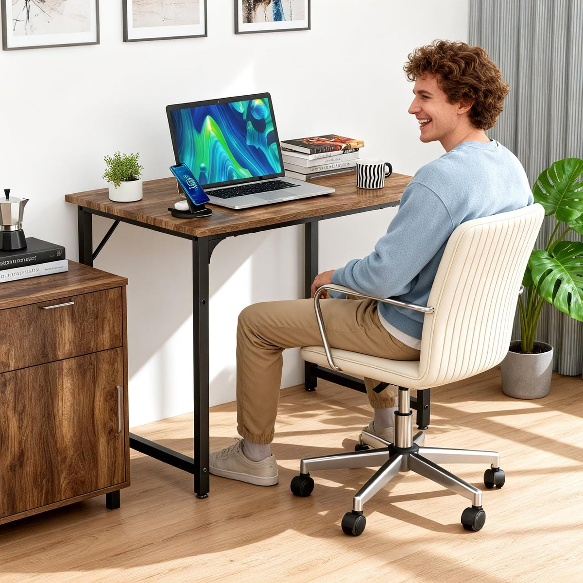 BestOffice Computer Desk,Home Office Desk Writing Study Table Modern Simple Style PC Desk with Metal Frame for Home Office