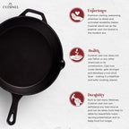 Cast Iron Skillet - 12"-Inch Frying Pan with Assist Handle and Pour Spots + Silicone Grip Cover - Pre-Seasoned Oven Safe Cookware - Indoor/Outdoor Use - Grill, Stovetop, Induction and Firepit Safe 🍁 All In One Marketplace Canada