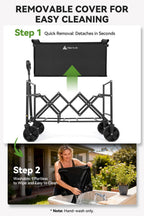Hikenture Wagon Cart Foldable, Ultra-Compact Small Utility Folding Wagon, Heavy Duty Grocery Cart with All-Terrain Wheels, Portable Collapsible Wagon for Garden, Beach, Shopping, Camping, Sports 🍁 All In One Marketplace Canada