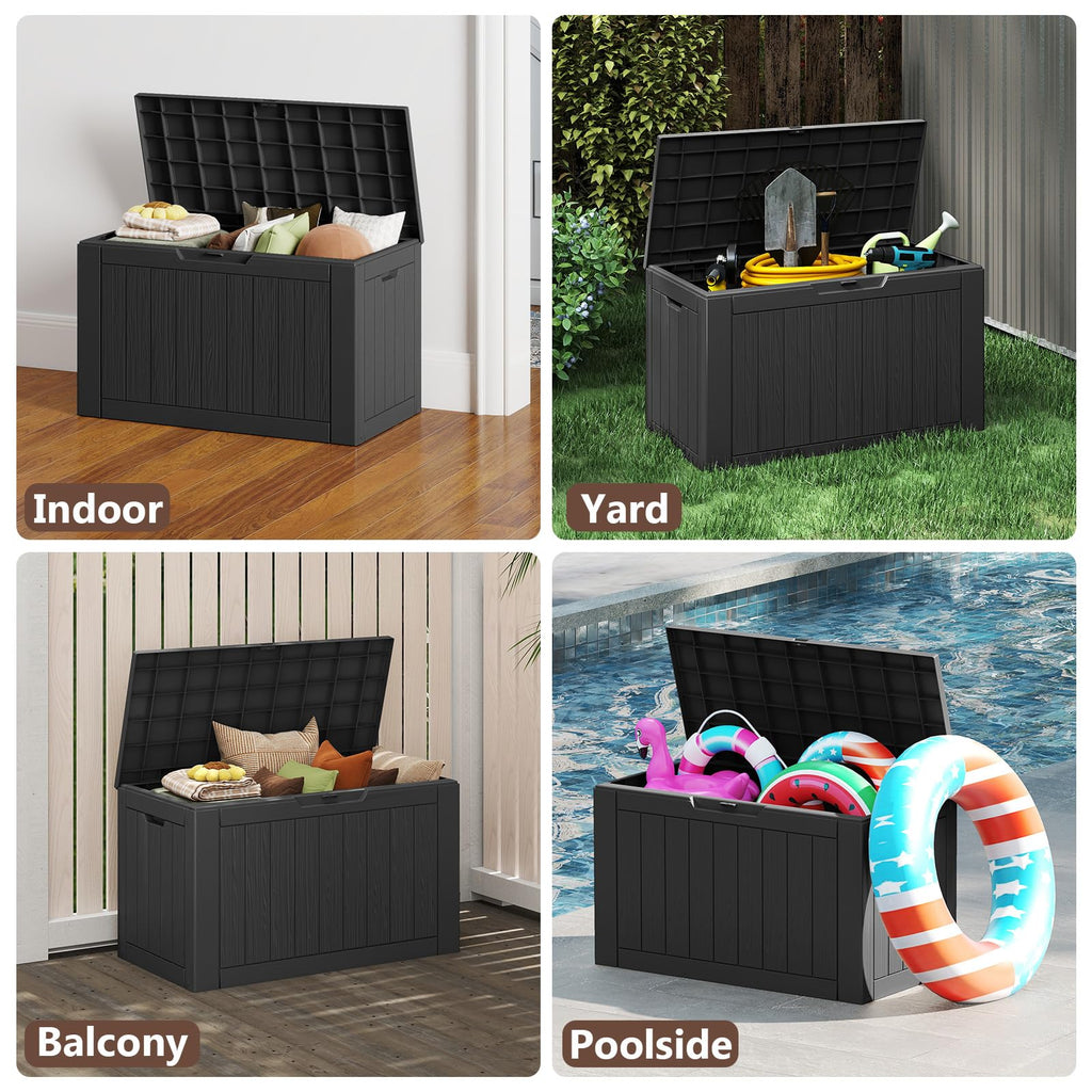 Ceecysaa 45 Gallon Deck Box Outdoor, Waterproof Storage Box, Black